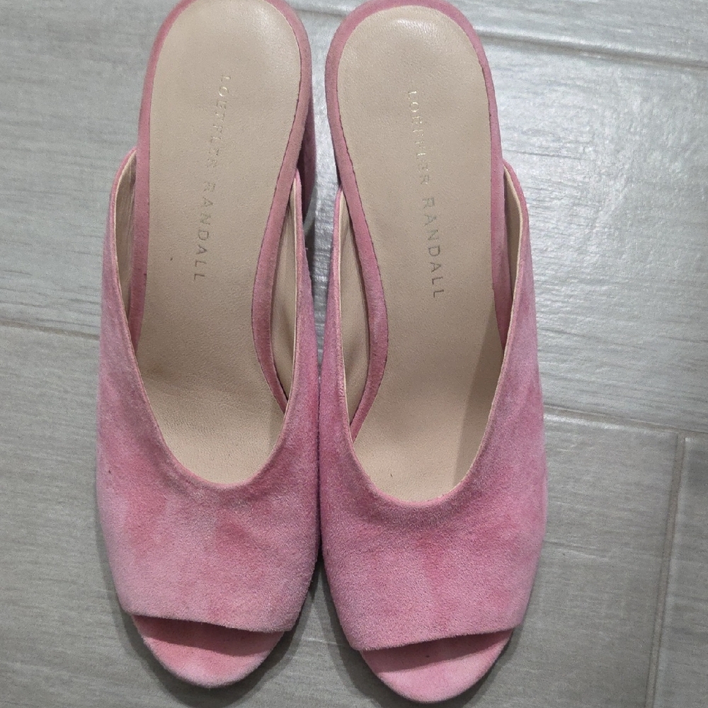 Loeffler Randall Pink Suede Open-Toe Mules
